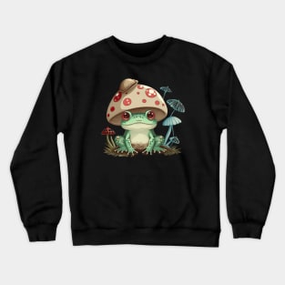 Kawaii Frog With Mushroom And Toadstools Crewneck Sweatshirt